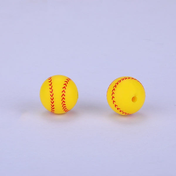 Tondo stampato con perline focali in silicone con motivo baseball