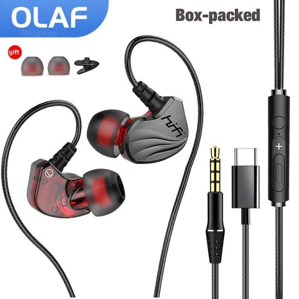 3.5mm Type C Earphone Hands phones Wired With Mic Earbuds Bass Stereo Hifi set Gaming For Xiai Tablet Y250207