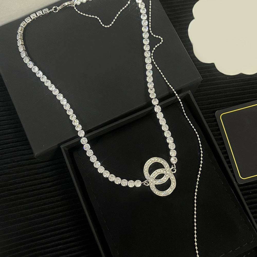 Crystal Heart Pendant Necklace 18K Gold Plated Stainless Steel Necklaces Choker Chain Pendant Fashion Womens Wedding Gifts Accessories Classic Jewel