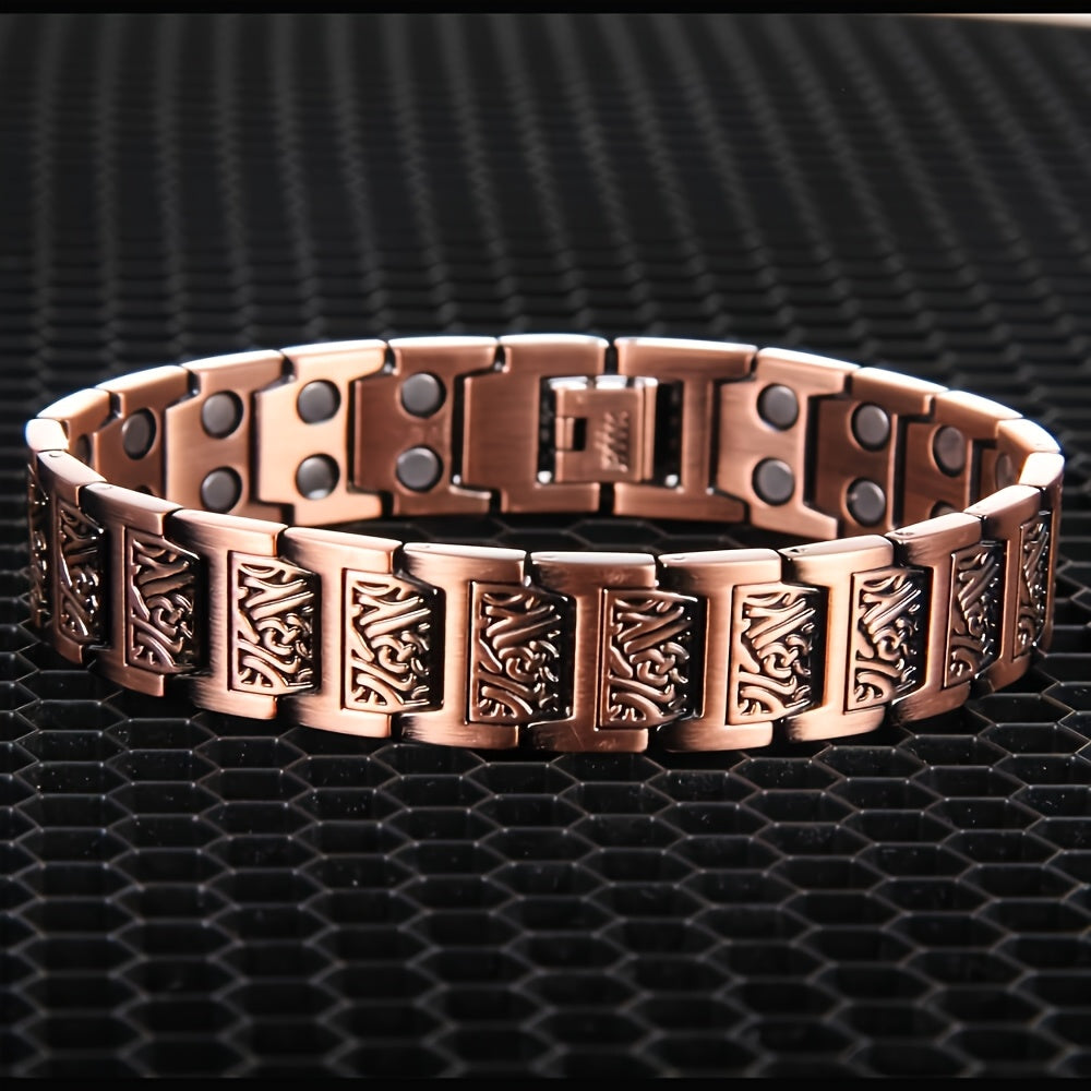 TEMU 1pc Copper Magnetic Bracelet, Men's Adjustable Magnetic Bracelet, With Size Tool, Stylish Father's Day Gift, Lithium Iron Beads And Delicate