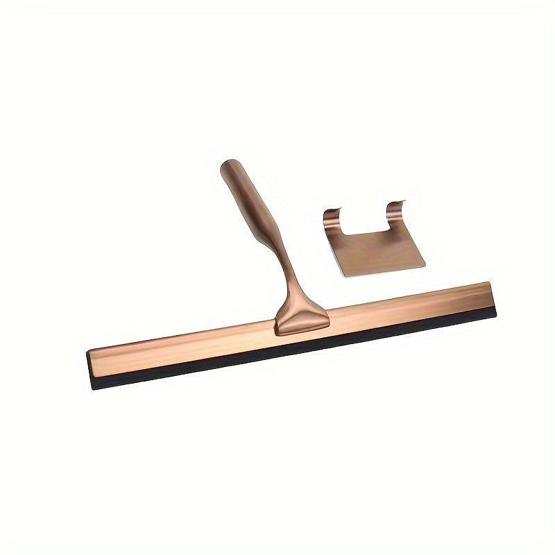 TEMU 10" Shower Squeegee With Hook, Premium Stainless Window , Silicone Non-slip Blade Handle For Bathroom Door Mirror Wiper Cleaner, Home Cleaning,