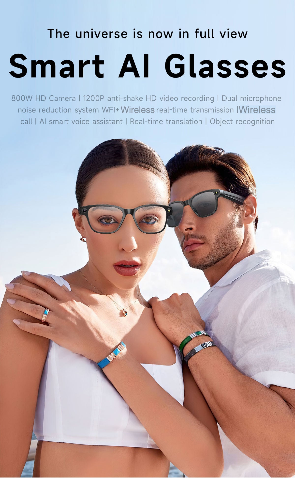 New AI Smart Glasses L801 with 8-Megapixel Camera, Music, Bluetooth, and Sunglasses for Audio Recording and Music Listening