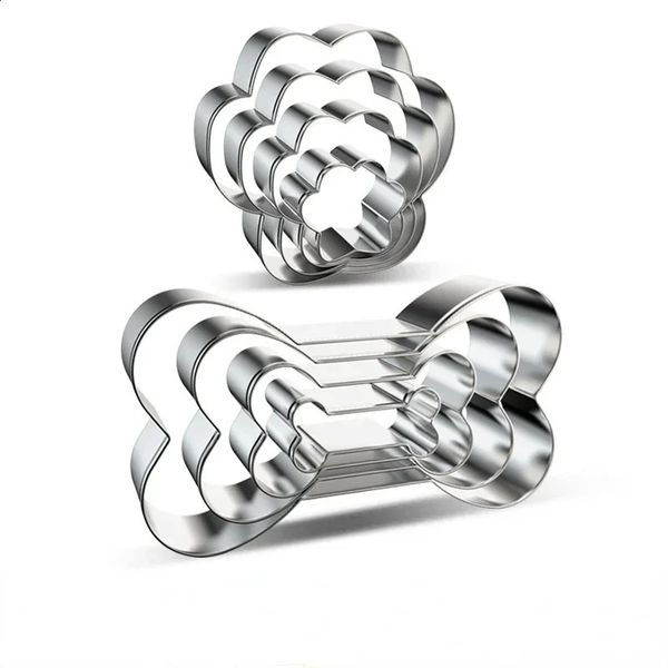 Cookie Cutter Mold Stainless Steel Pet Dog Bone Paw Shaped DIY Cake Sugarcraft Pastry Biscuit Mould Baking Tool4pcsset 250107