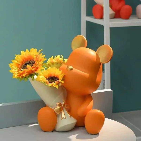 Decorative Objects Figurines Violent Bears Decorations for Flowers Vase Ornaments Creative Porch Key Storage Jewelry Kawaii Home Relocation