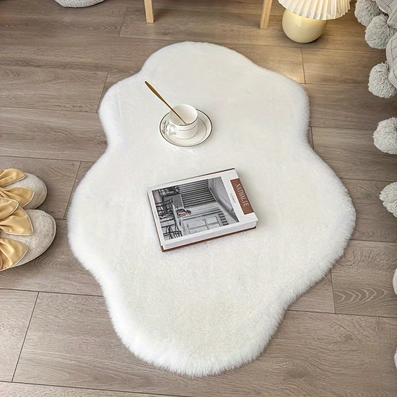 TEMU 1pc Plush - Cream Round Floor Mat With Fluffy Texture, Thick Warm Winter Mat For Living Room, Bedroom,, Playroom - Cozy Beige Decorative Mat For