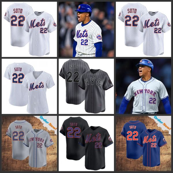 22 Juan Soto Mets 2024 stitched baseball Jerseys Pete Alonso Francisco Alvarez Martinez Francisco Lindor Brandon Nimmo Edwin Diaz Jeff McNei