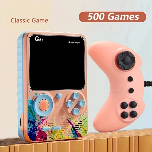 2.4 Inch Video Game Console Mini Portable Retro TV Handheld Game Player Built-in 500 Games AV Output Support 2 Player