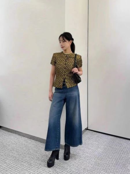 Chan new 2024 jeans womens designer womens jeans blue jeans straight leg pants Paris runway women jeans CC designer trousers women wide-leg