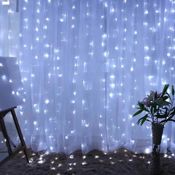 Curtains Garden LED Fairy String Lights Christmas Decoration Holiday Home Gifts Bedroom New Year Decoration Y240927