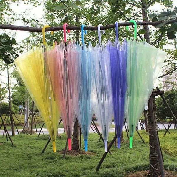 Clear Transparent PVC Dome Bubble Rain Sun Shade Long Handle Straight Stick Umbrella 90Pcs