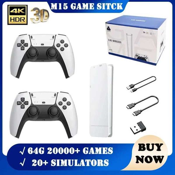 M15 Game Stick Mini TV Handheld Game Console Wireless Game Board Video Games 64G 20000+Retro Games HD Output PS1 and Other Two Person Games