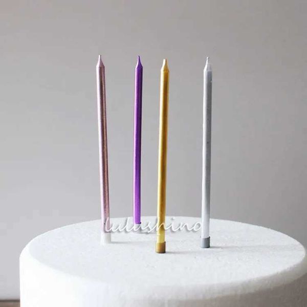 6pcs Metal Gold Silver Birthday Candles DIY Colorful Cake DecorasWedding Baby Shower Supplies Color Cake Topper Y240815