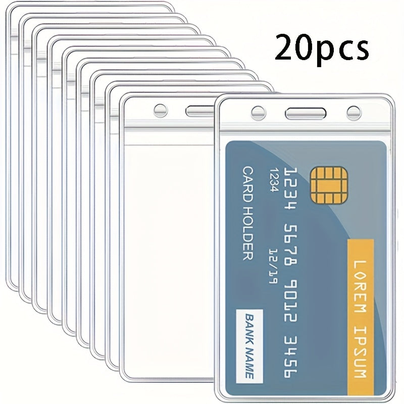 TEMU 20pcs Transparent Pvc Waterproof Card Holders, Vertical 65*117mm Protective Sleeves For Business, Bus, Bank, Credit Cards, Id, And Badge Cards –