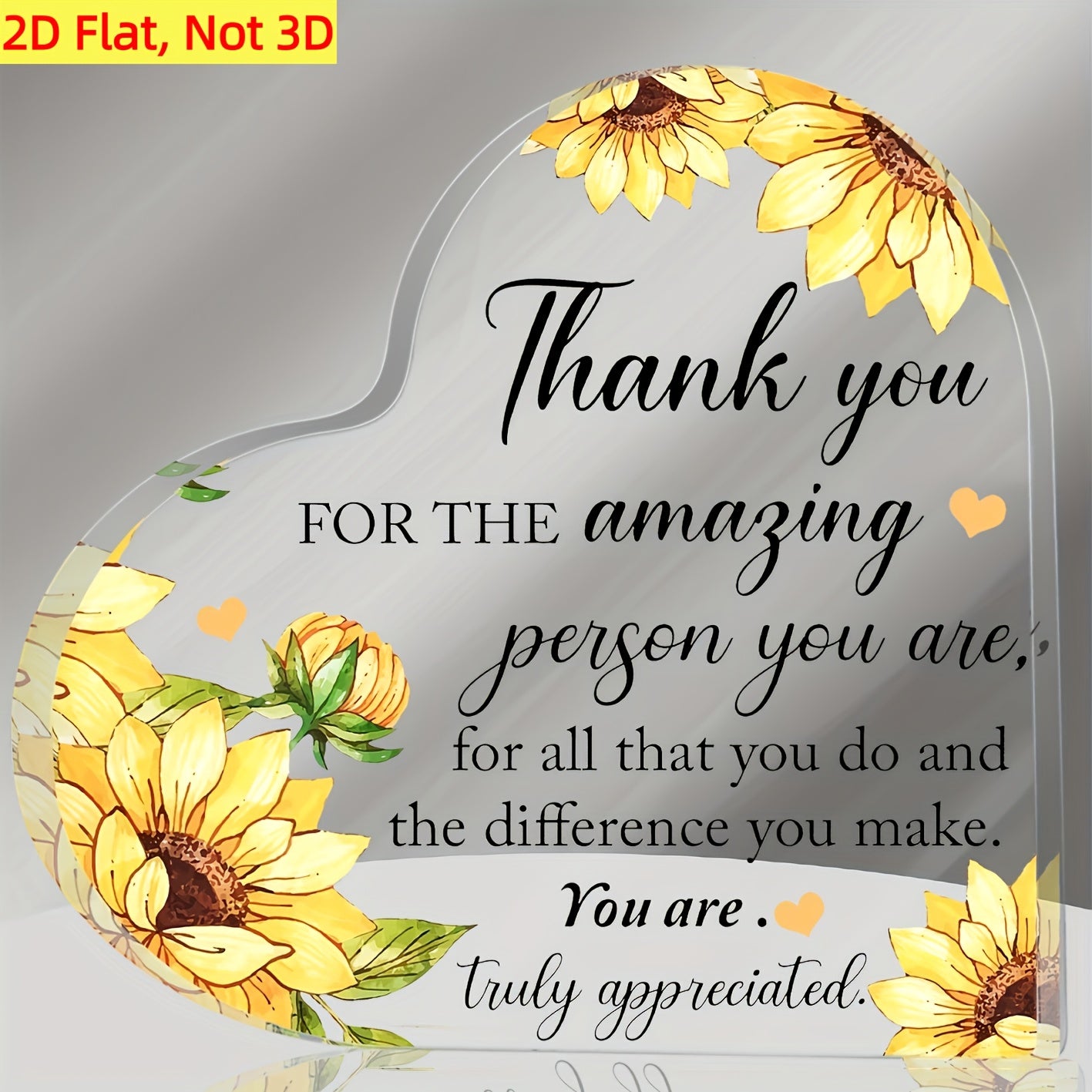 TEMU 2d Flat, Appreciated Gift Heart-shaped Acrylic Decorative Plaque - You Are - Inspirational Gift, Home Office Tabletop Ornament, Retirement Gift,