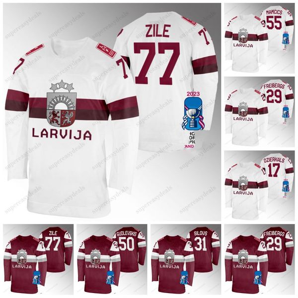 2024 IIHF Latvia Hockey World Championship Jersey - Cukste Jaks Punnenovs Gudlevskis Freibergs Kenins