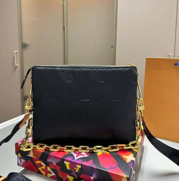 Designer bag Coussin PM Crossbody Bag Gold Chain purse women Genuine tote bag Shoulder Bags wallets Wide straps embossing Letters Removable