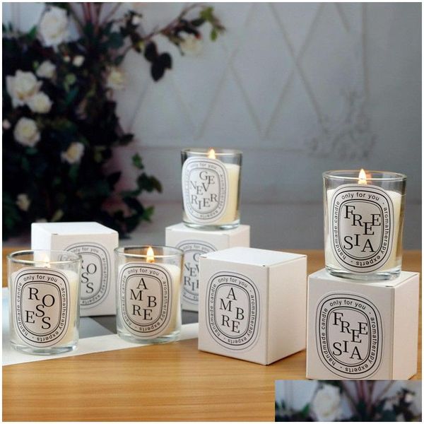 Scented Aromatic Candles Box Romantic Rose Lavender Candle In Glass Jar Soy Wax Aroma Fragrance G Drop Delivery Dhkho X2412191