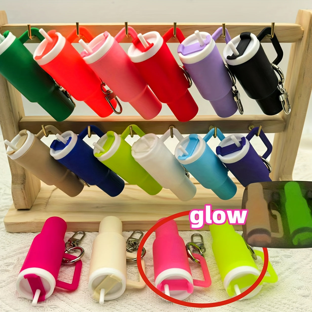 TEMU 16-12 Mixed-color Keychains With Golden-tone Key Rings - Compact Storage For Lipstick, Makeup & Small Accessories - Perfect Gift For Women,