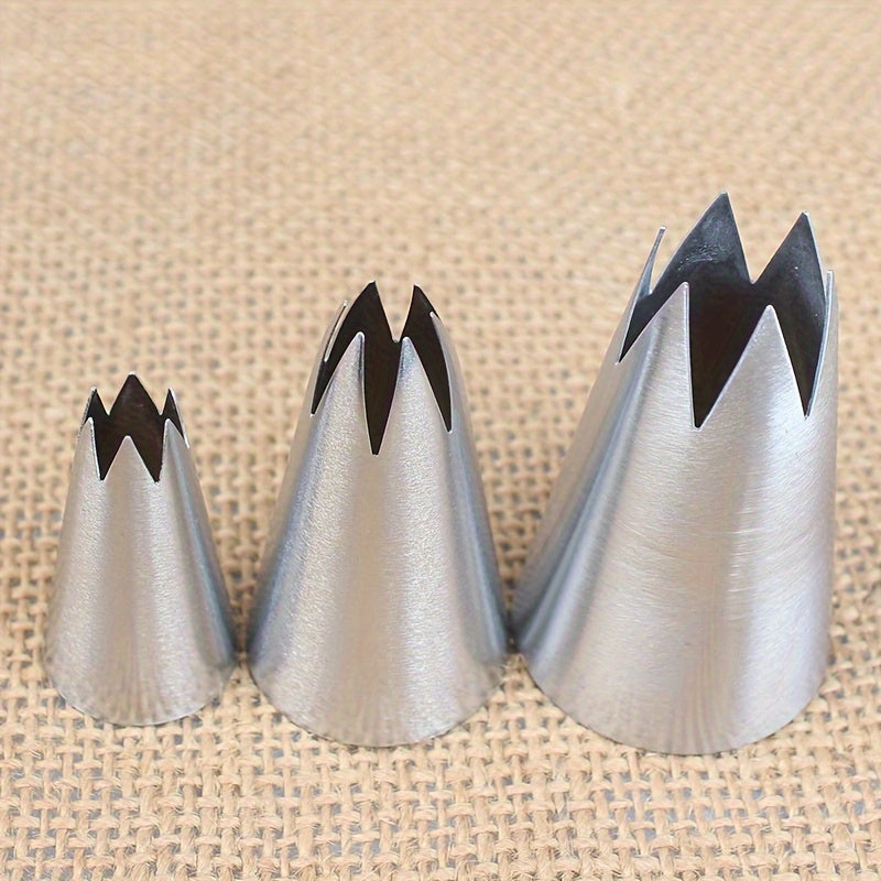 TEMU 3pcs, Stainless Steel Piping Tips Set, Small, Medium, Large Nozzles, Cake Decorating, Cookie, Eclair Baking Tools, Food-grade Safety