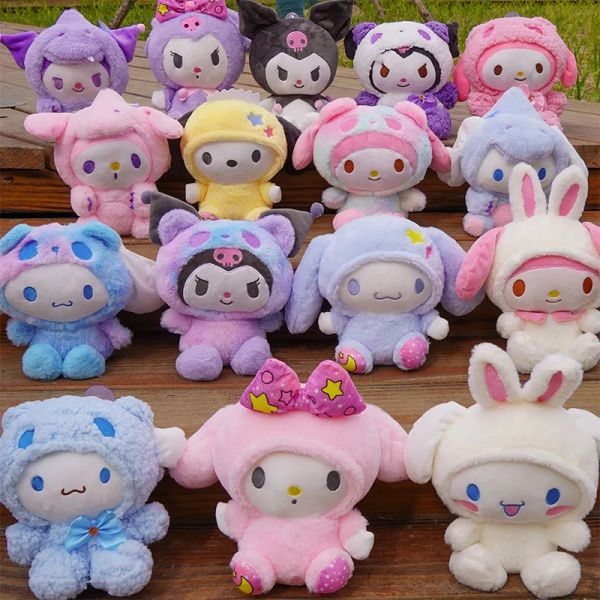 Cartoon Kawali Kuromi Plush Toys My Melody Cinnamoroll Pillow Soft Stuffed Dolls for Kids Birthday Gifts