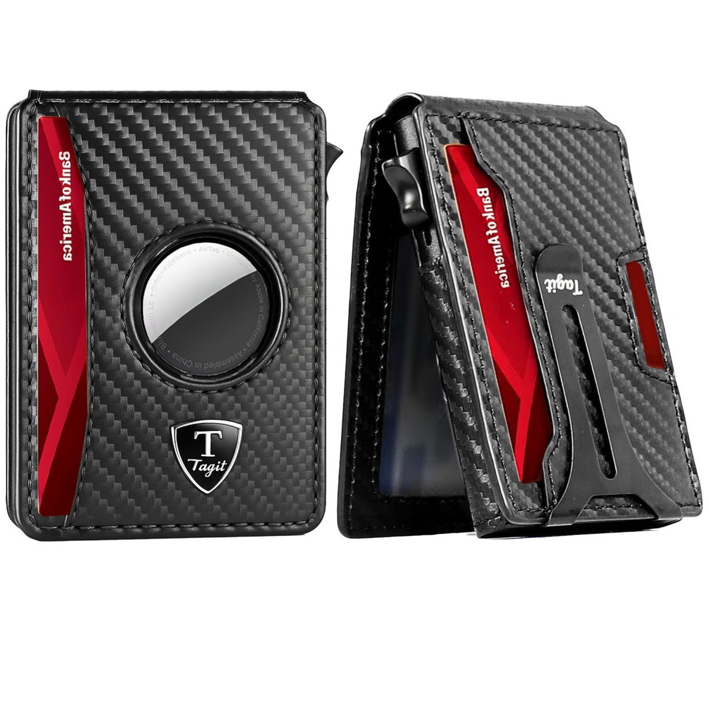 TEMU Men’ Airtag Wallet – Slim Rfid Blocking Leather Pop-up Card Holder, Aluminum Bifold Wallet With Id Window & Access, , Perfect Gift Box For Men