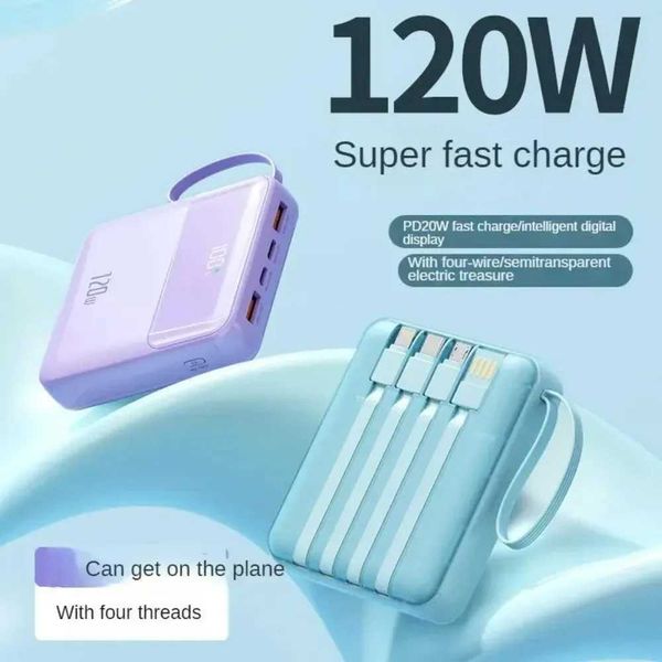 4 in 1 PD22.5W 120W Fast Charging Portable Power Bank 20000mAh Built-in Cable tra-fast Interface LCD Display Power Banks Z241220