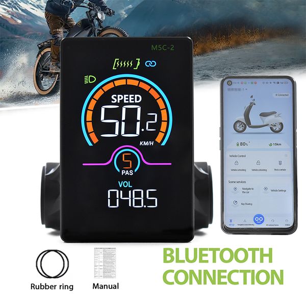 Electric Bike Multifunctional LCD Display with Bluetooth & USB Charger - Compatible with 24V-60V Bikes