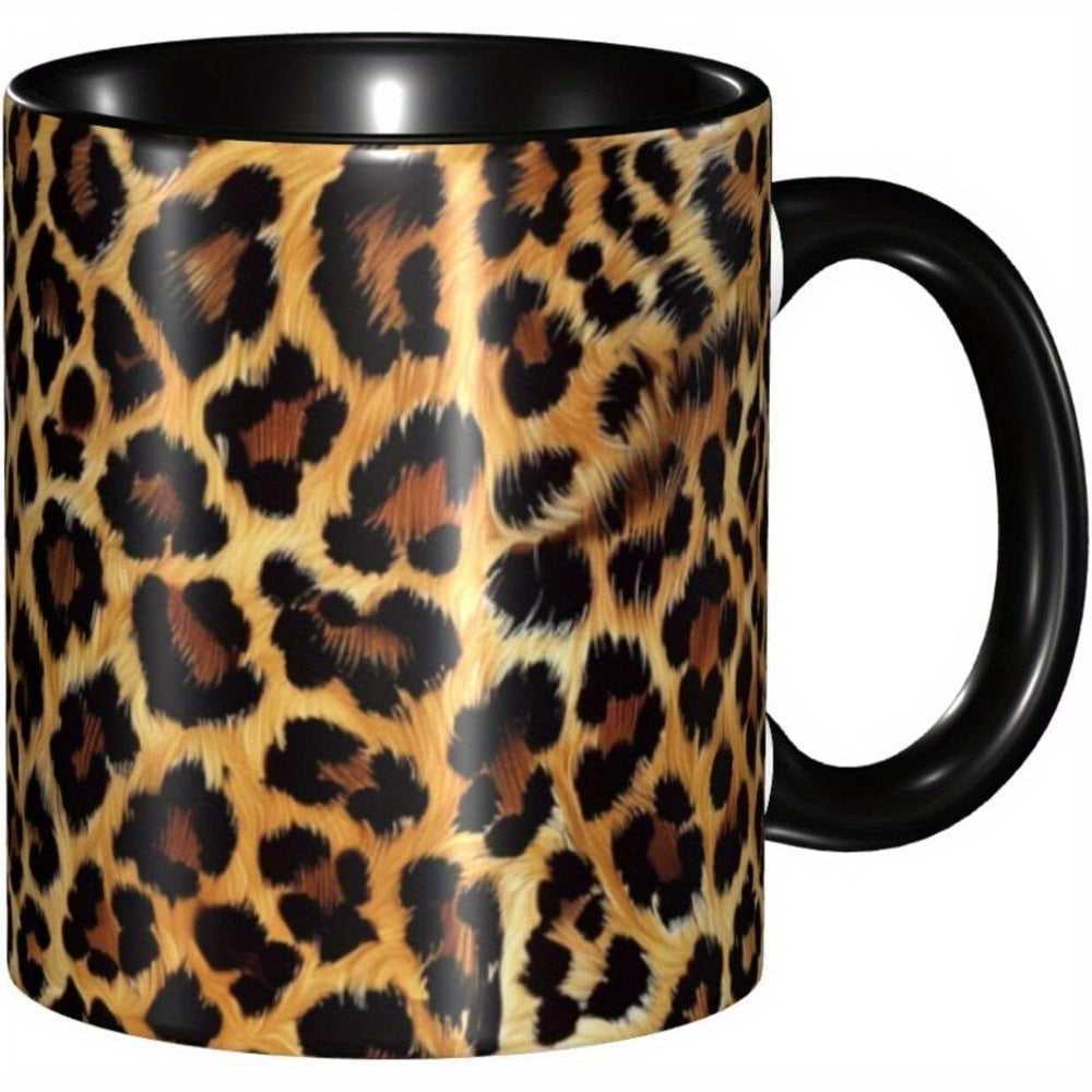 TEMU Leopard Print Coffee Mug 11 Ounces Funny Ceramic Cup Mug Coffee Cup For Women Men Applicable Microwave Decor