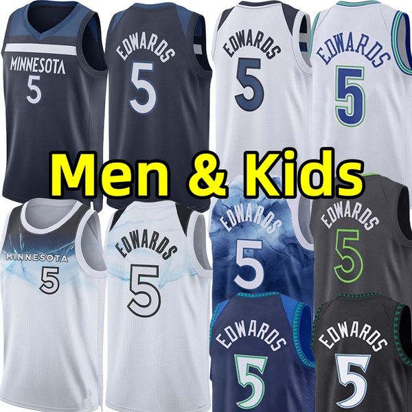 ant Anthony Edwards MIN Timberwolve Basketball Jerseys Men Kids Youth City Jersey Retro adult children
