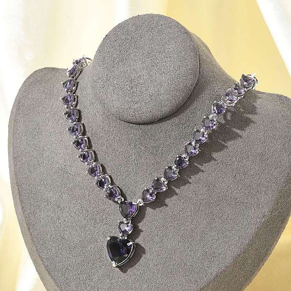 Latón zirconia cúbico collares pendientes del corazón