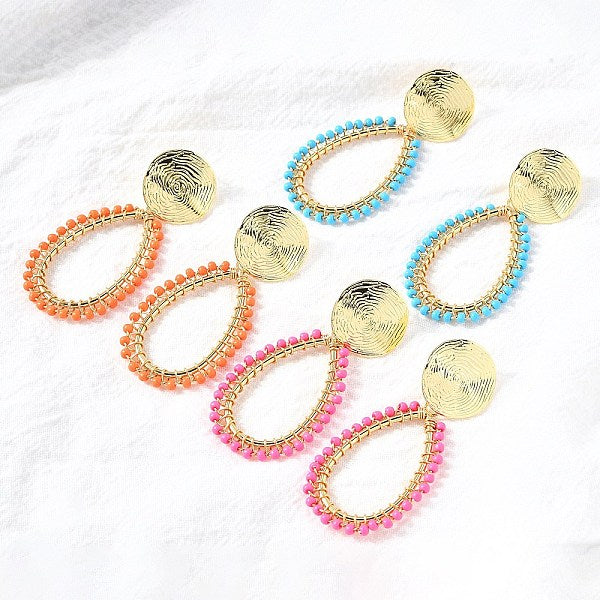 Boucles d'oreilles pendantes en laiton en forme de larme