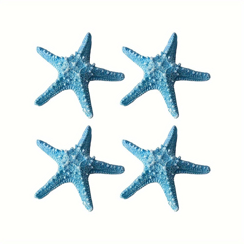 TEMU Set Of 4 Blue Starfish Decor, Resin Marine Sea Star Statues, Versatile Art Craft For Bookshelf, Home, Living Room, Office, Cafe Decor, Tabletop