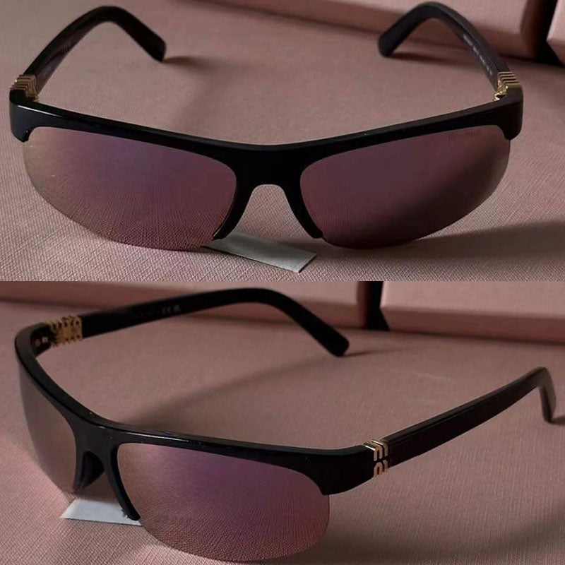 25SS NEW Nocturne Sunglasses A02S Women Fashion Show Playful Style Designer Curved Lens Nylon Half Frame sunglasses Mirrored Mauve Lenses Womens Spo