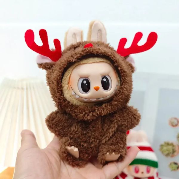 17cm Mini Plush Dolls Roupas de roupas Acessórios para Labubu Idol V1 V2 Chanco de Christmas Man Sweater Sweater Clothing Ano Presente 24112