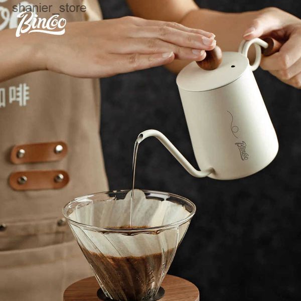 Coffee Pots Bincoo Handmade Brewing Pot Household Stainless Steel Narrow Mouth Shared Utensil Set 350ML L240910