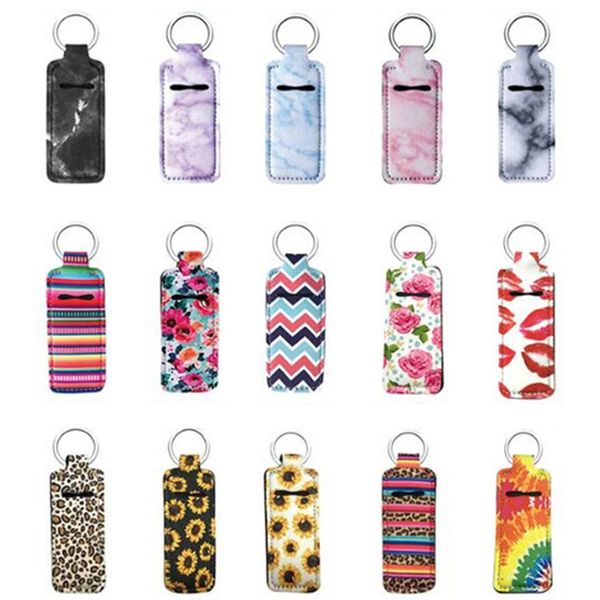 Lipstick Holder Keychain Party Favor Neoprene Chapstick Lip Gloss Pouch Key Chain Portable Keyring Creativity Gift 0430