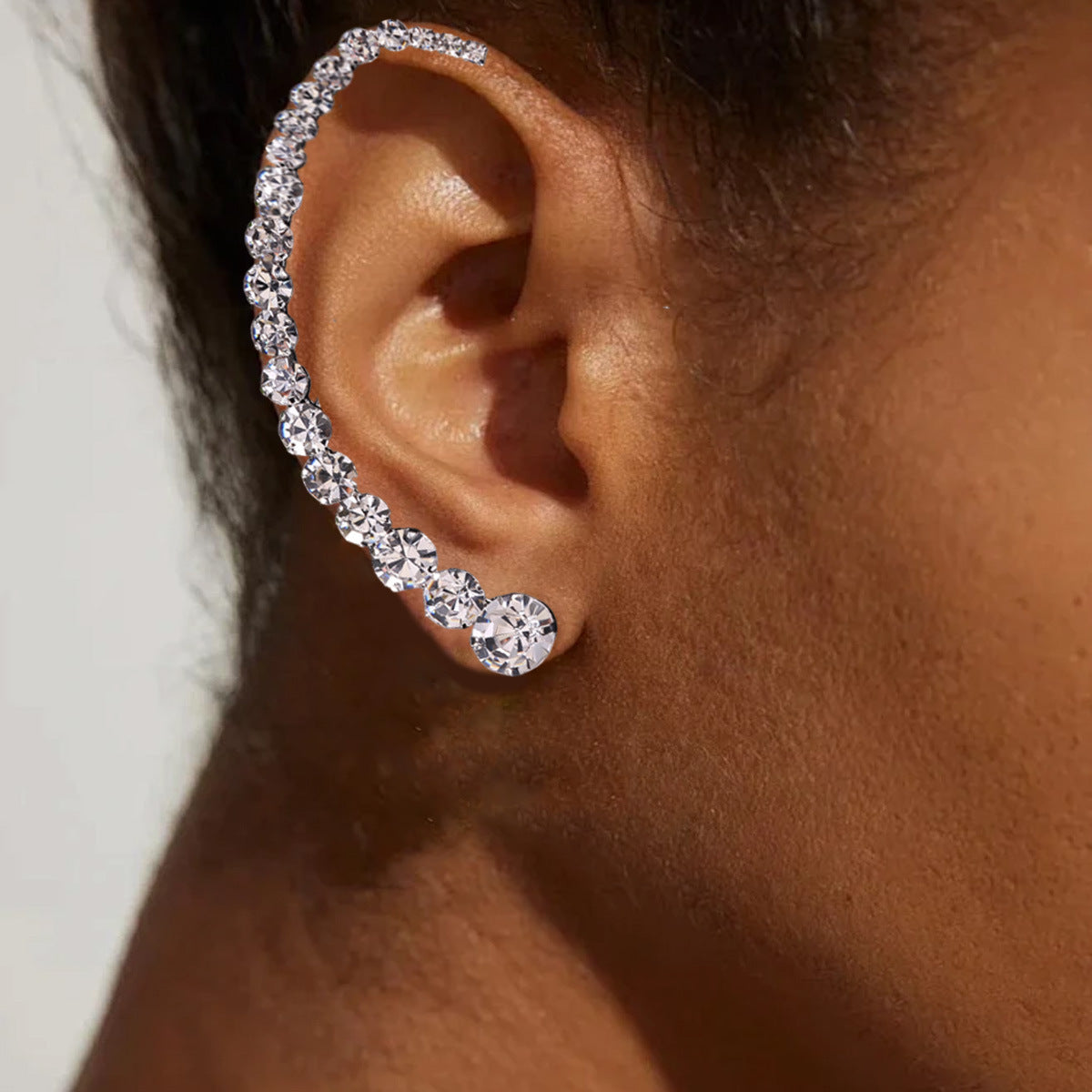 TEMU Elegant Geometric Ear Cuff Earrings For Women - Gemstone Design, , Perfect Birthday Or Valentine’s Day Gift, Casual Attire, Novelty Earrings