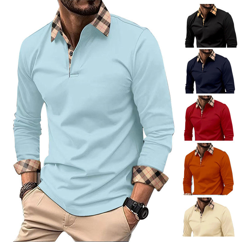 Men&#039;s Polos Designer Leisure lapel pure cotton Spring Plaid Collar Long Sleeve Polo Shirt Casual Horse Jersey Business European Size S-3XL