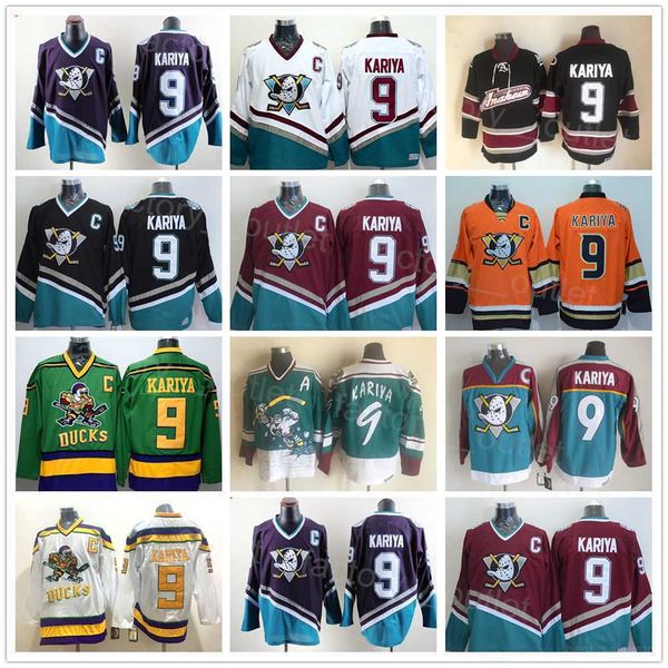 Throwback Anaheim Retro Ducks Hockey 9 Paul Kariya Jersey All Stitched Vintage Classic Mighty Purple Black White Orange Red Blue For Sport s