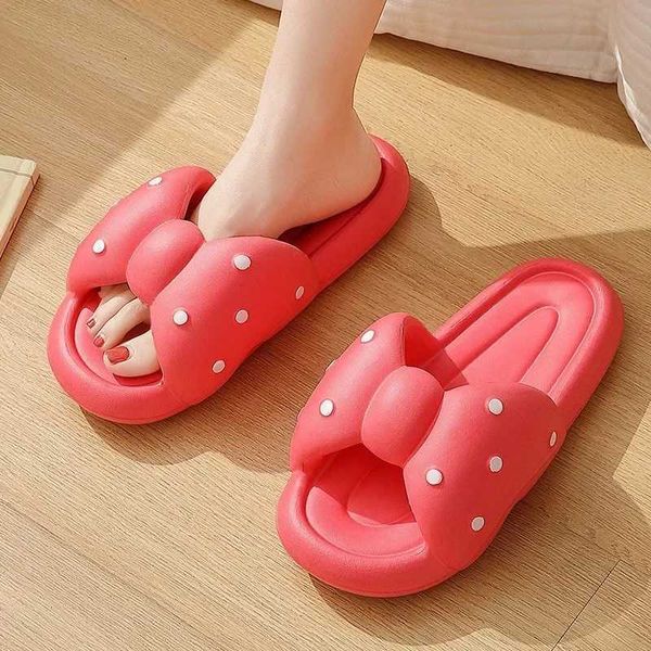 Summer Funny Slippers for Women Big Bow Tie Outdoor Shoes Colorful Non-slip Bathroom Sandals Fashion Beach Shoes Flip FlopsC241115
