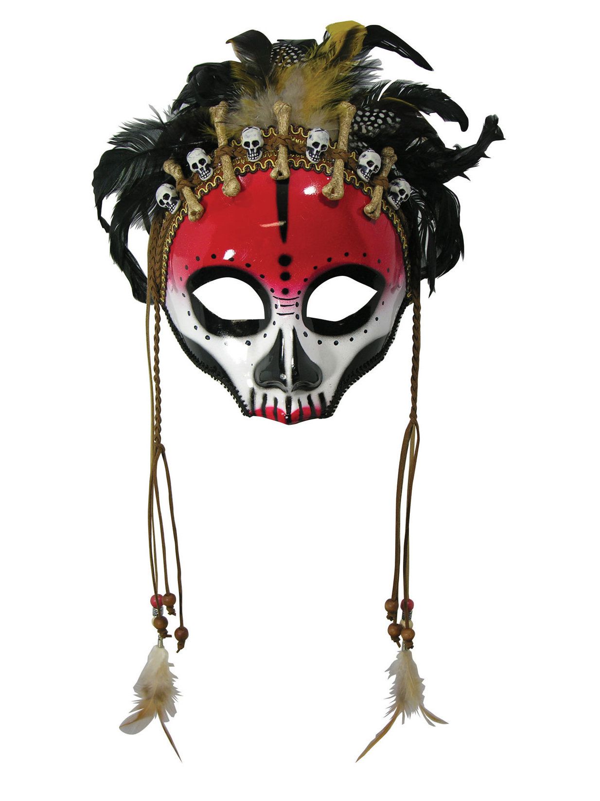 Adult Voodoo Face Mask with Feathers
