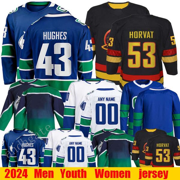 43 Quinn Hughes Reverse Retro hockey jersey 40 Elias Pettersson Elias Lindholm Brock Boeser Joshua Trevor Linden J.T. Miller Conor Garland N