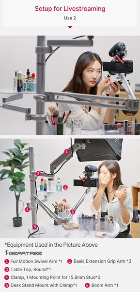 VIJIM Ulanzi FALCAM Geartree Desk Studio Setup Short Video Live Room Set Light Microphone Metal Bracket