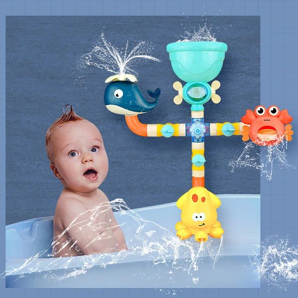 Baby Bath Toys Bathtub DIY Pipes Tubes Bath Time Water Game Spray Swimming Bathroom Toys for Toddlers Kids Gifts Birthday Gift 241220