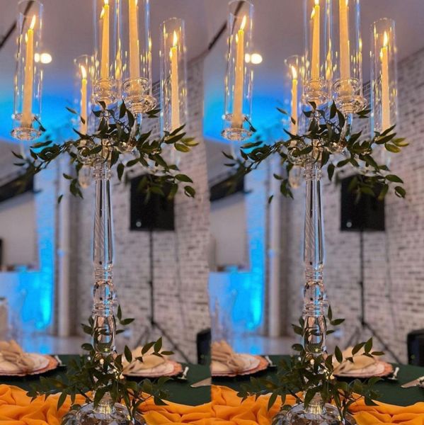 85cm tall)Top acrylic cylinders candelabra tall centerpieces vase not cristal crystal acrylic candlestick Hurricane Cylinder Flower Vases fo
