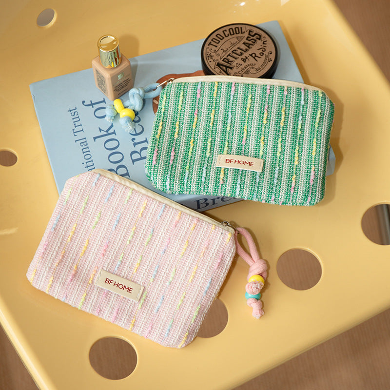 SL225M Woven portable storage bag cosmetic bag texture portable travel lipstick card bag large capacity high value canvas bag for women