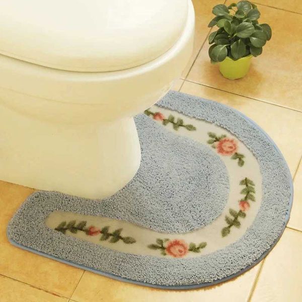 1PC U-shaped Shower Pad He Mat Rug Bathro Mats Set Soft Coral Velvet Toilet Carpet Bathro Toilet Non-slip Bath Mats Z250211