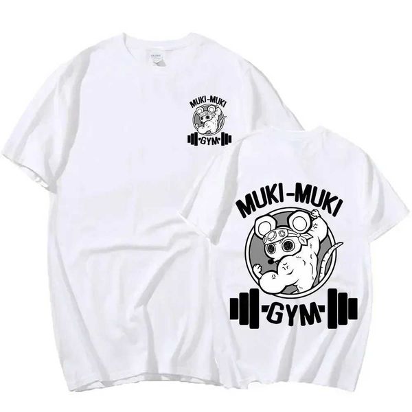 Camisetas masculinas Tee Funny Ninja Muscle Mouse Camista de fitness de mouse de algodão largo Mulheres de manga curta Mulheres roupas Hip H