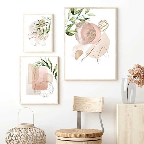 Blue and Gold Modern Abstract Leaves Canvas Painting Plants Prints Greenery Wall Art Pictures Nordic Poster Living Room DecorXJ241209