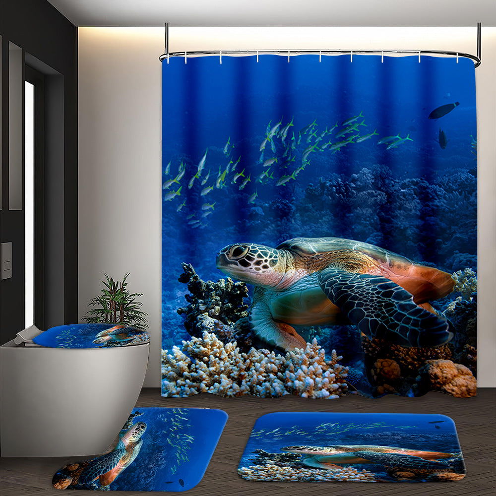 YL-37549 Hot selling digital printed shower curtain animal waterproof, mildew-proof and moisture-proof bathroom dry and wet separation curtain